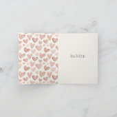 Cream Blush Pink Heart Valentine's Day Kaart (Binnen)