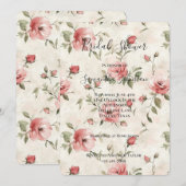 Cream Blush Pink Roses Floral Bridal Shower Kaart (Voorkant / Achterkant)