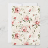 Cream Blush Pink Roses Floral Bridal Shower Kaart (Achterkant)