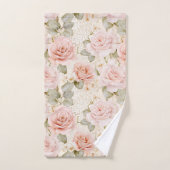 Cream Blush Pink Roses Floral Vrijgezellenfeest Bad Handdoek (Handdoek)