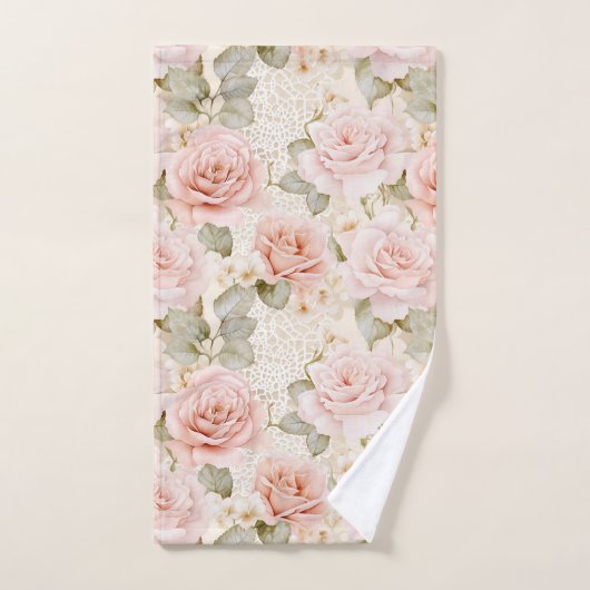 Cream Blush Pink Roses Floral Vrijgezellenfeest Bad Handdoek (Handdoek)