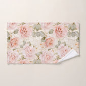 Cream Blush Pink Roses Floral Vrijgezellenfeest Bad Handdoek (Handdoek)