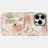 Cream Blush Pink Roses Floral Vrijgezellenfeest Case-Mate iPhone Case (Achterkant (horizontaal))
