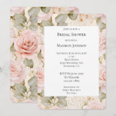 Cream Blush Pink Roses Floral Vrijgezellenfeest Kaart (Voorkant / Achterkant)