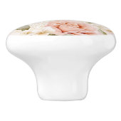 Cream Blush Pink Roses Floral Vrijgezellenfeest Keramische Knop (Zijkant)