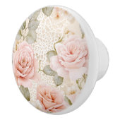Cream Blush Pink Roses Floral Vrijgezellenfeest Keramische Knop (Rechts)
