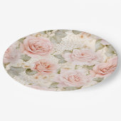 Cream Blush Pink Roses Floral Vrijgezellenfeest Papieren Bordje (Gekanteld)