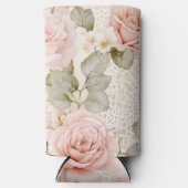 Cream Blush Pink Roses Floral Vrijgezellenfeest Seltzer Blikjeskoeler (Voorkant)