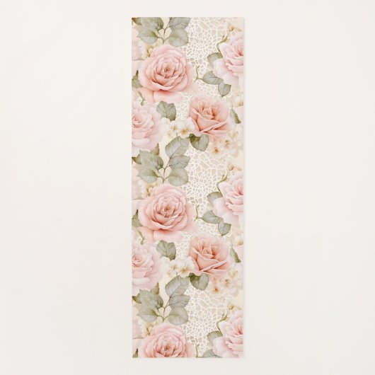Cream Blush Pink Roses Floral Vrijgezellenfeest Yogamat (Voorkant)