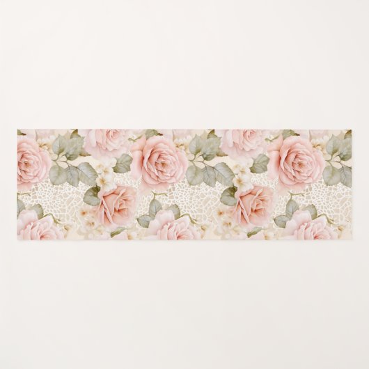 Cream Blush Pink Roses Floral Vrijgezellenfeest Yogamat (Voorkant (horizontaal))