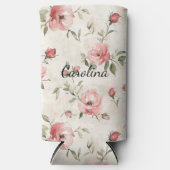 Cream Blush Pink Roses Seltzer Blikjeskoeler (Voorkant)