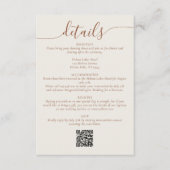 Cream Bohemian Script Eenvoudige huwelijksdetails Informatiekaartje (Voorkant)