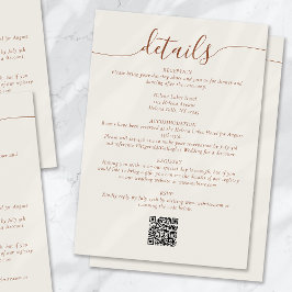 Cream Bohemian Script Eenvoudige huwelijksdetails Informatiekaartje
