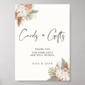 Cream Boho Bloemen Kaarten en Geschenken Trouwbord Poster (Voorkant)