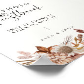 Cream Boho Bloemen Trouwfoto Guestbook Sign Poster (Hoek)