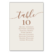 Cream Boho Calligraphy Trouwtafel Zitting Grafiek Kaart (Voorkant)