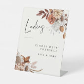 Cream Boho Dames Badkamer Trouwbord Reclamebord Met Voetstuk (Voorkant)