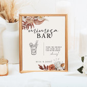 Cream Boho Floral Mimosa Bar Trouwbord Poster