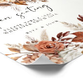 Cream Boho Floral Open Zitplaatsen Trouwbord Poster (Hoek)