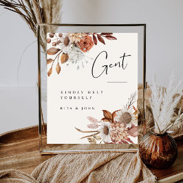 Cream Boho Gents Badkamer Trouwbord Reclamebord Met Voetstuk