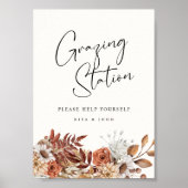 Cream Boho Grazing Station Tafel Trouwbord Poster (Voorkant)