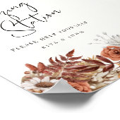 Cream Boho Grazing Station Tafel Trouwbord Poster (Hoek)