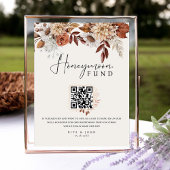 Cream Boho Honeymoon Fund QR Code Trouwbord Reclamebord Met Voetstuk