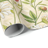 Cream Boho Meadow with Daisies and Clover Cadeaupapier (Rol Hoek)