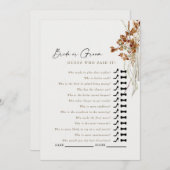 Cream Boho raad wie zei het douche spel Kaart (Voorkant / Achterkant)