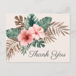 Cream Boho Tropical Waterverf Dank u Briefkaart