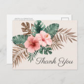 Cream Boho Tropical Waterverf Dank u Briefkaart (Voorkant / Achterkant)