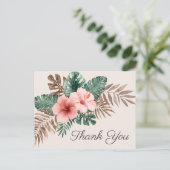 Cream Boho Tropical Waterverf Dank u Briefkaart (Staand voorkant)