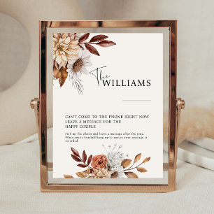 Cream Boho Trouwtelefoon Audio Guestbook Sign Reclamebord Met Voetstuk