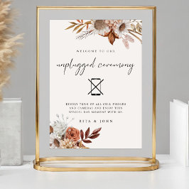 Cream Boho Unplugged Ceremony Wedding Sign Poster