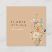 Cream Boho Waterverf Wildflower Floral Designer Vierkante Visitekaartje (Voorkant)