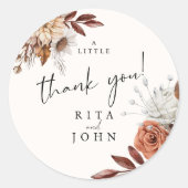 Cream Boho Wedding Kleurrijk Een Sweet Dank U Ronde Sticker (Voorkant)