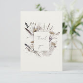 Cream Boho Wildflower Baby shower Dank u Bedankkaart (Staand voorkant)