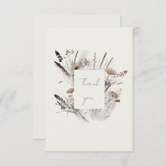 Cream Boho Wildflower Baby shower Dank u Bedankkaart (Voorkant / Achterkant)