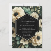 Cream Botanical Bloom Wedding Kaart (Voorkant)