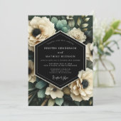 Cream Botanical Bloom Wedding Kaart (Staand voorkant)
