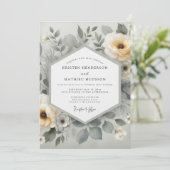 Cream Botanical Ethereal Wedding Kaart (Staand voorkant)