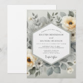 Cream Botanical Ethereal Wedding Kaart (Voorkant / Achterkant)