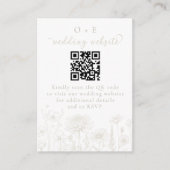 Cream Botanical Minimal Wedding Website QR Code Informatiekaartje (Voorkant)