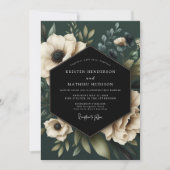 Cream Botanical Moody Bruiloft Kaart (Voorkant)