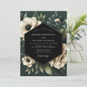 Cream Botanical Moody Bruiloft Kaart (Staand voorkant)