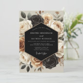 Cream Botanical Opulent Wedding Kaart (Staand voorkant)