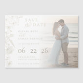 Cream Botanical Photo Wedding Save the Date (Voorkant)