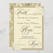 Cream Botanical Print Christelijk Weddenschap Kaart (Voorkant / Achterkant)