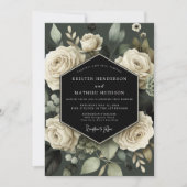 Cream Botanical Romance Wedding Kaart (Voorkant)