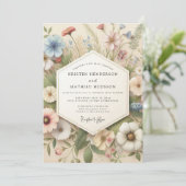 Cream Botanical Whimsical Wedding Kaart (Staand voorkant)